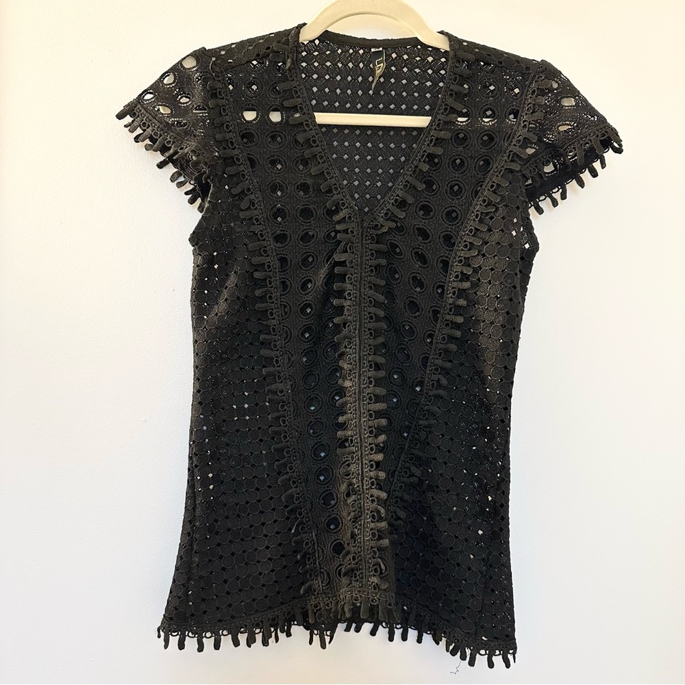Black Eyelet Lace Blouse